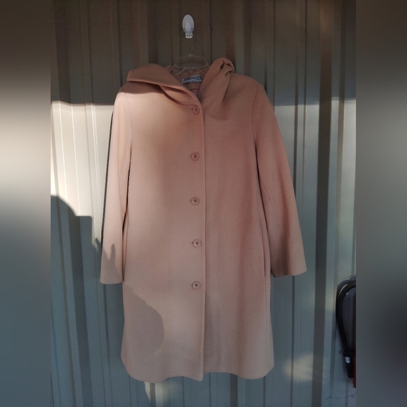 Vintage Jackets & Blazers - Women's Vintage Forecaster of Boston Lambs Wool Camel Hooded Midi Dress Coat 10